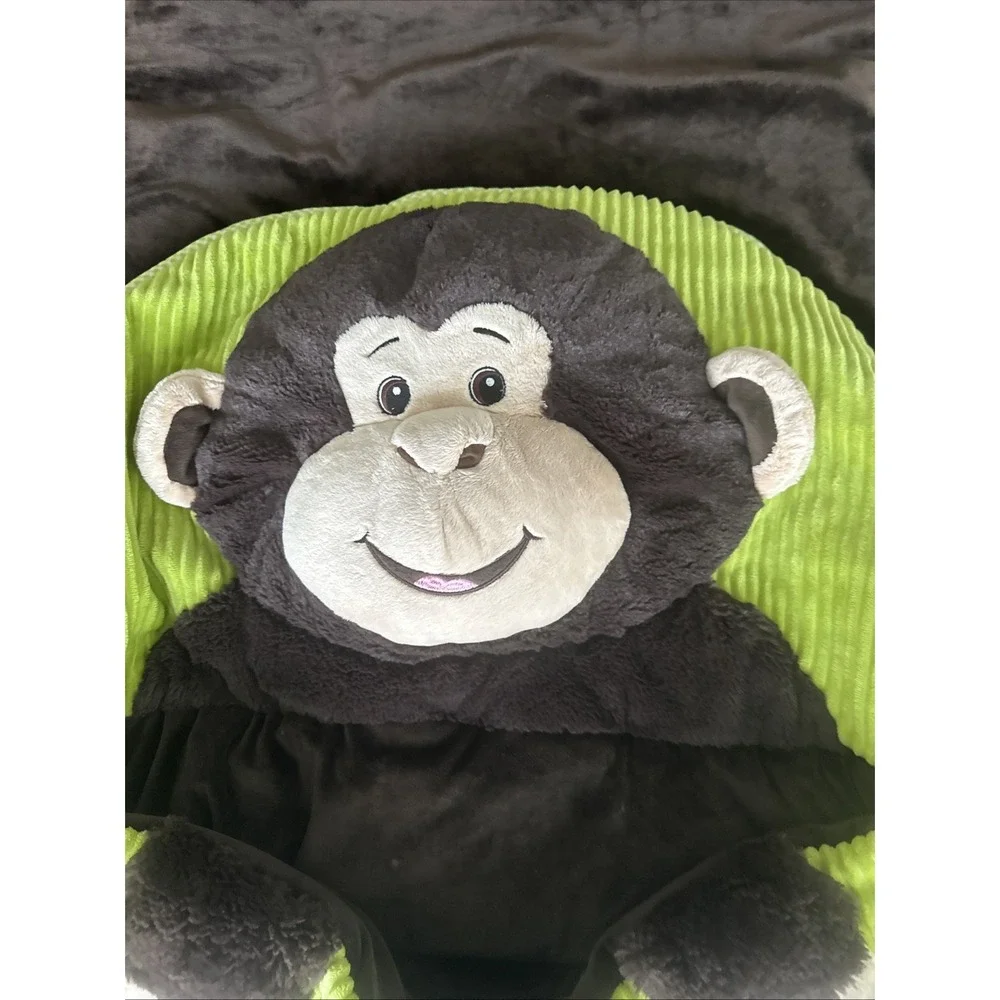 HugFun Sleeping Bag Youth Sz OS Brown/Green Animal Head Monkey Banana Zip Cozy